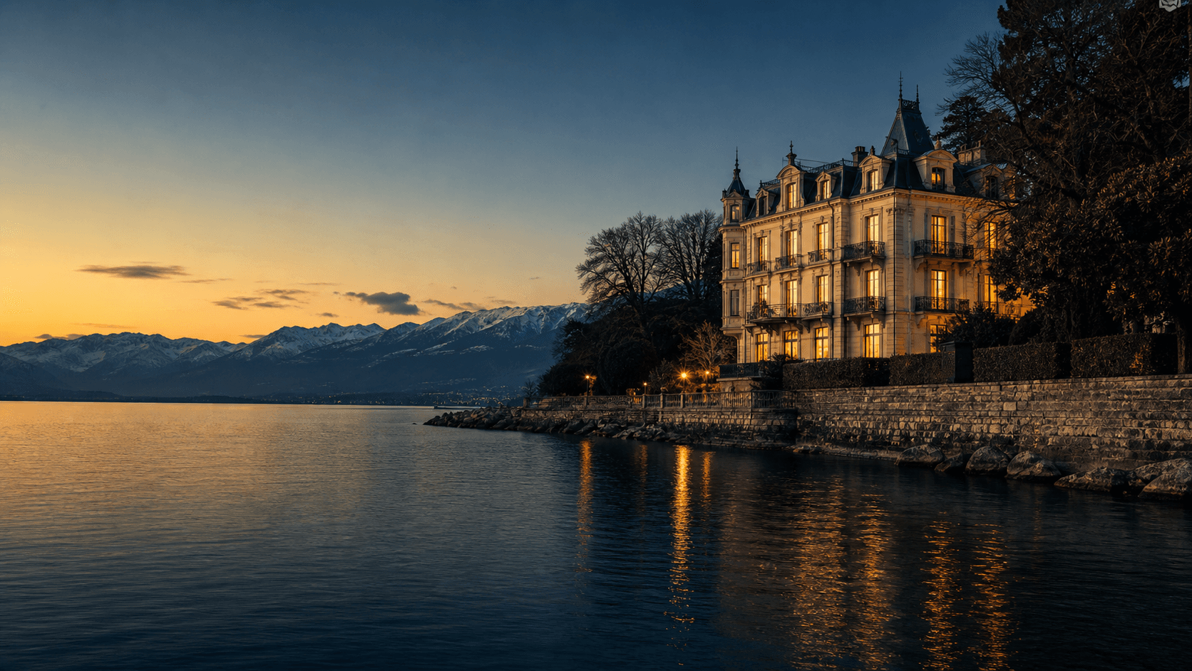 Vue élégante sur le lac Léman